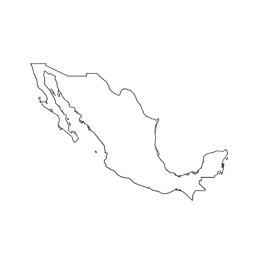 Mapa de México mostrando la cobertura de envíos desde Houston